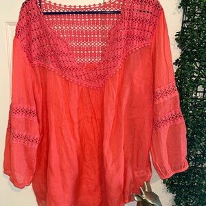 Elegant Pink Crochet Women's Top